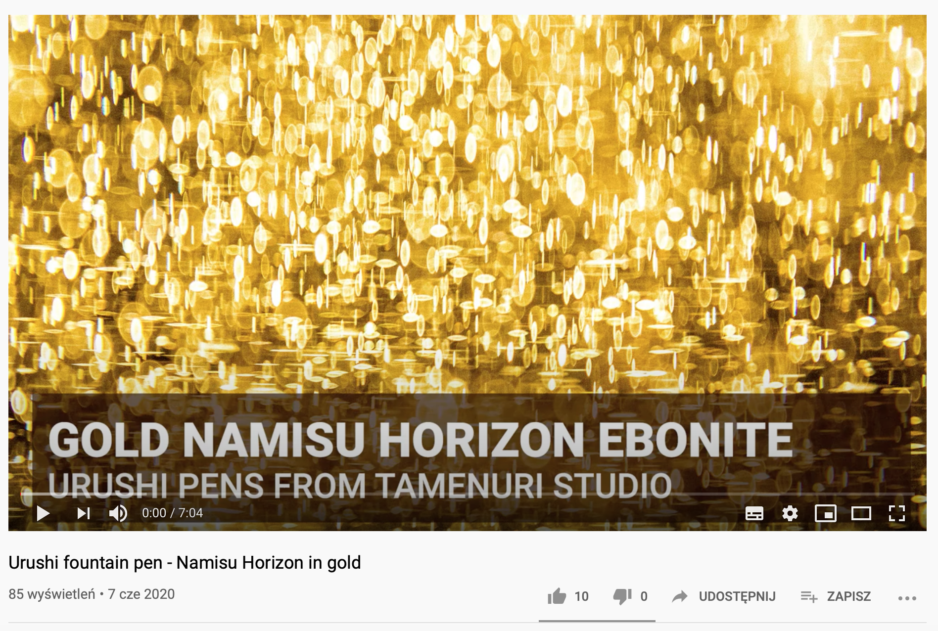 Namisu Horizon Ebonite in Gold urushi